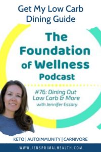 foundation of wellness podcast Jennifer Essary episode 76 autoimmunity, nightshades, carnivore, low carb dining guide